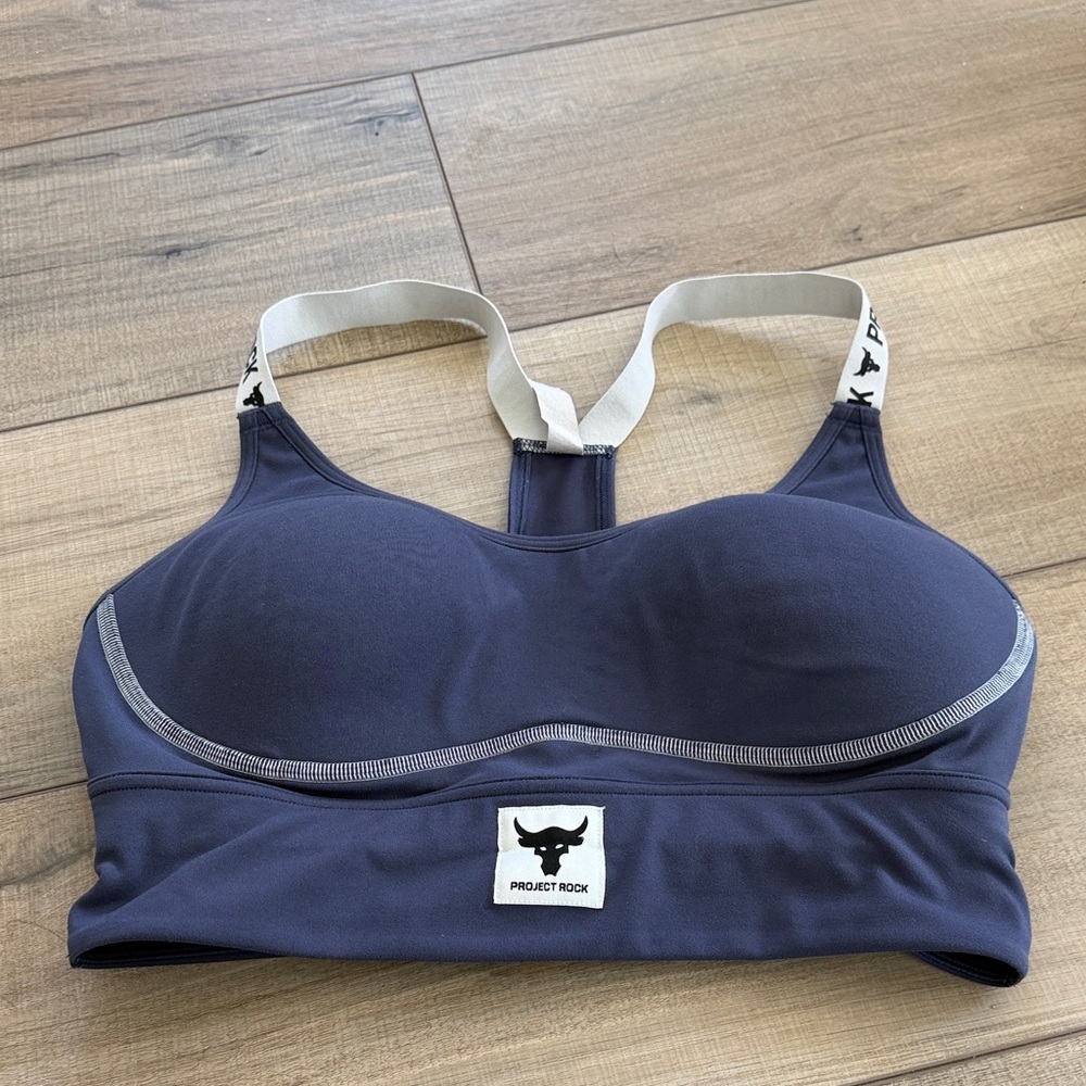 Under Armour Project Rock Infinity Mid Sports Bra Tempered Steel/Summit – Medium